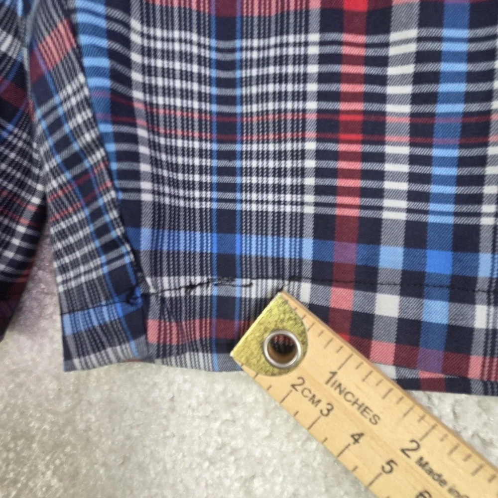 Calaway Performance Plaid Golf Shorts 40x8 Red White Blue Lightweight Quick Dry